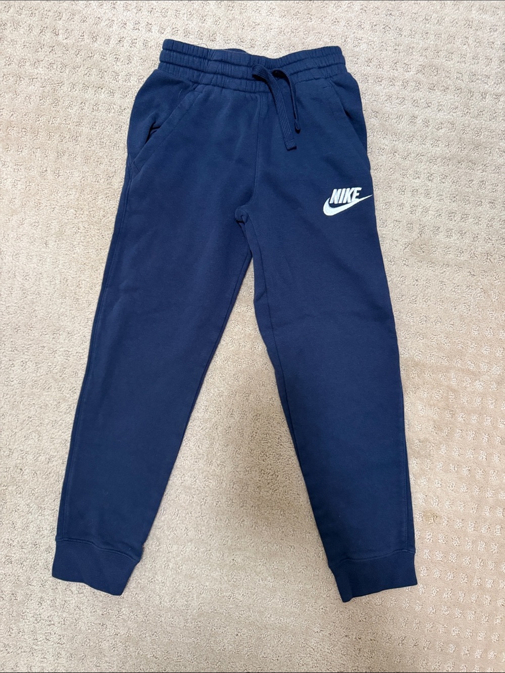 NWOT Nike Navy Blue Kids Jogger Sweatpants with White Swoosh